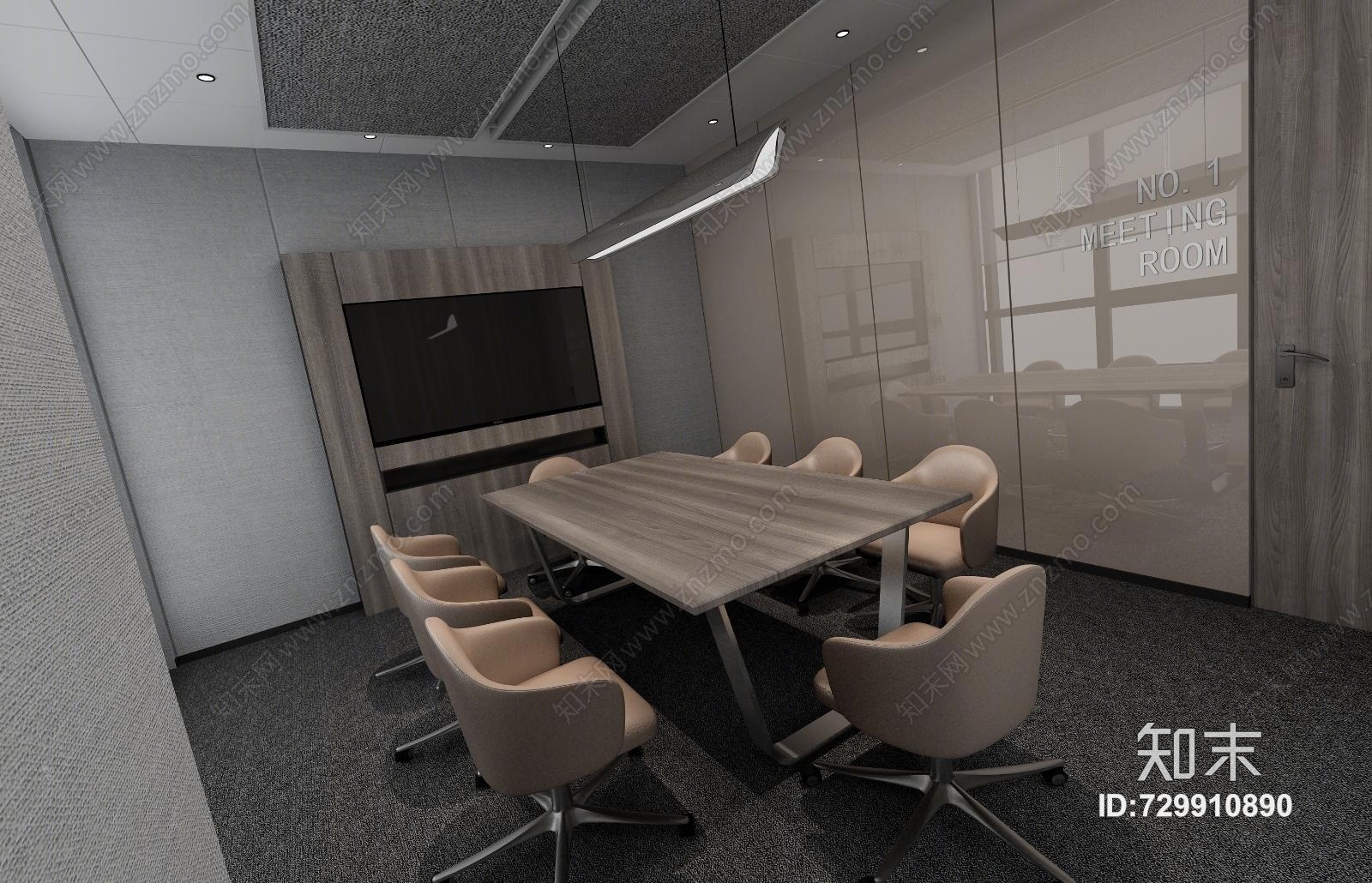 现代公司小会议室3d模型下载