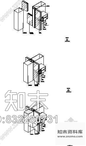 图块/节点幕墙安装示意图cad施工图下载【ID:832280731】