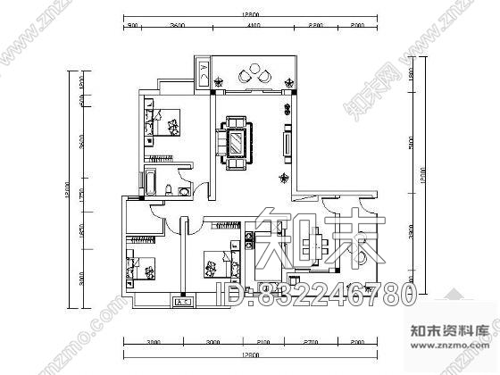 图块/节点某小区不同户型平面cad施工图下载【ID:832246780】