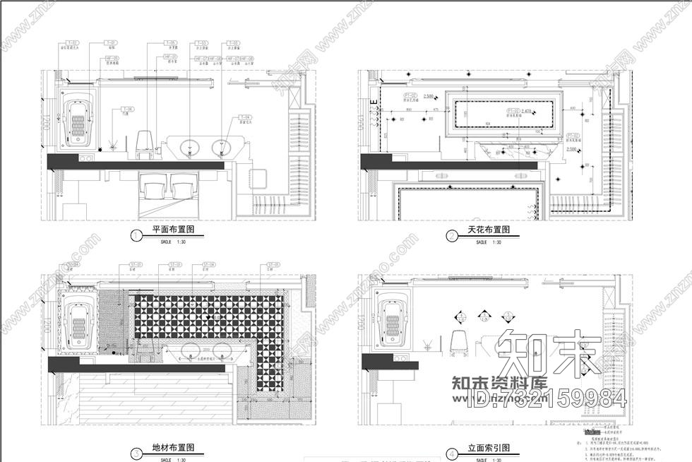 230㎡平方大户型中式欧式混搭风格装修施工图含实景cad施工图下载【ID:732159984】