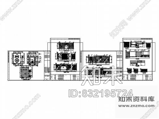 新中式私人会所包房装修cad施工图下载【ID:832195724】