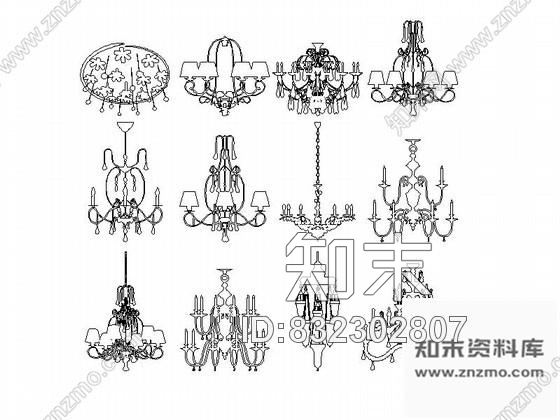 图块/节点欧式灯具CAD图块下载cad施工图下载【ID:832302807】