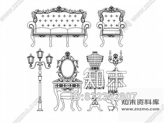 图块/节点欧式灯具CAD图块下载cad施工图下载【ID:832302807】