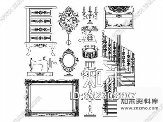 图块/节点欧式灯具CAD图块下载cad施工图下载【ID:832302807】