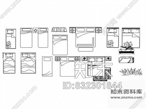 图块/节点时尚沙发平面CAD图块下载cad施工图下载【ID:832301844】