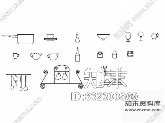 图块/节点各种厨房不同用品cad图块cad施工图下载【ID:832300869】