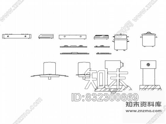 图块/节点各种厨房不同用品cad图块cad施工图下载【ID:832300869】