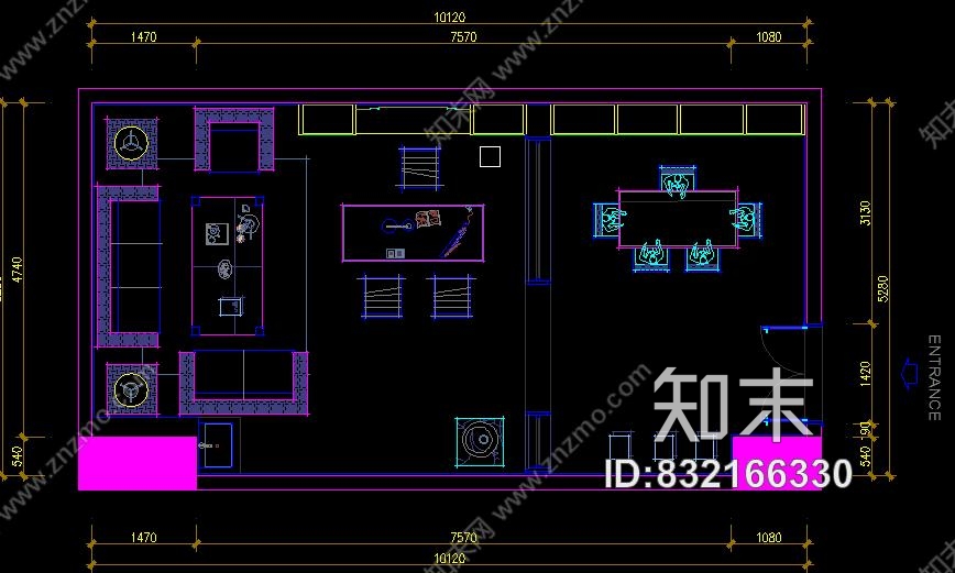 一套新中式办公室模型，带3Dmax和CAD施工图施工图下载【ID:832166330】