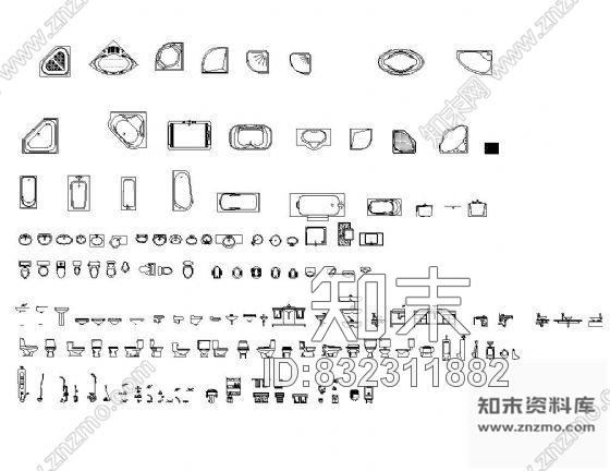 图块/节点卫浴空间图块集cad施工图下载【ID:832311882】