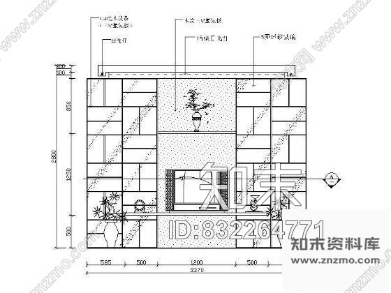 图块/节点客厅电视背景墙立面cad施工图下载【ID:832264771】