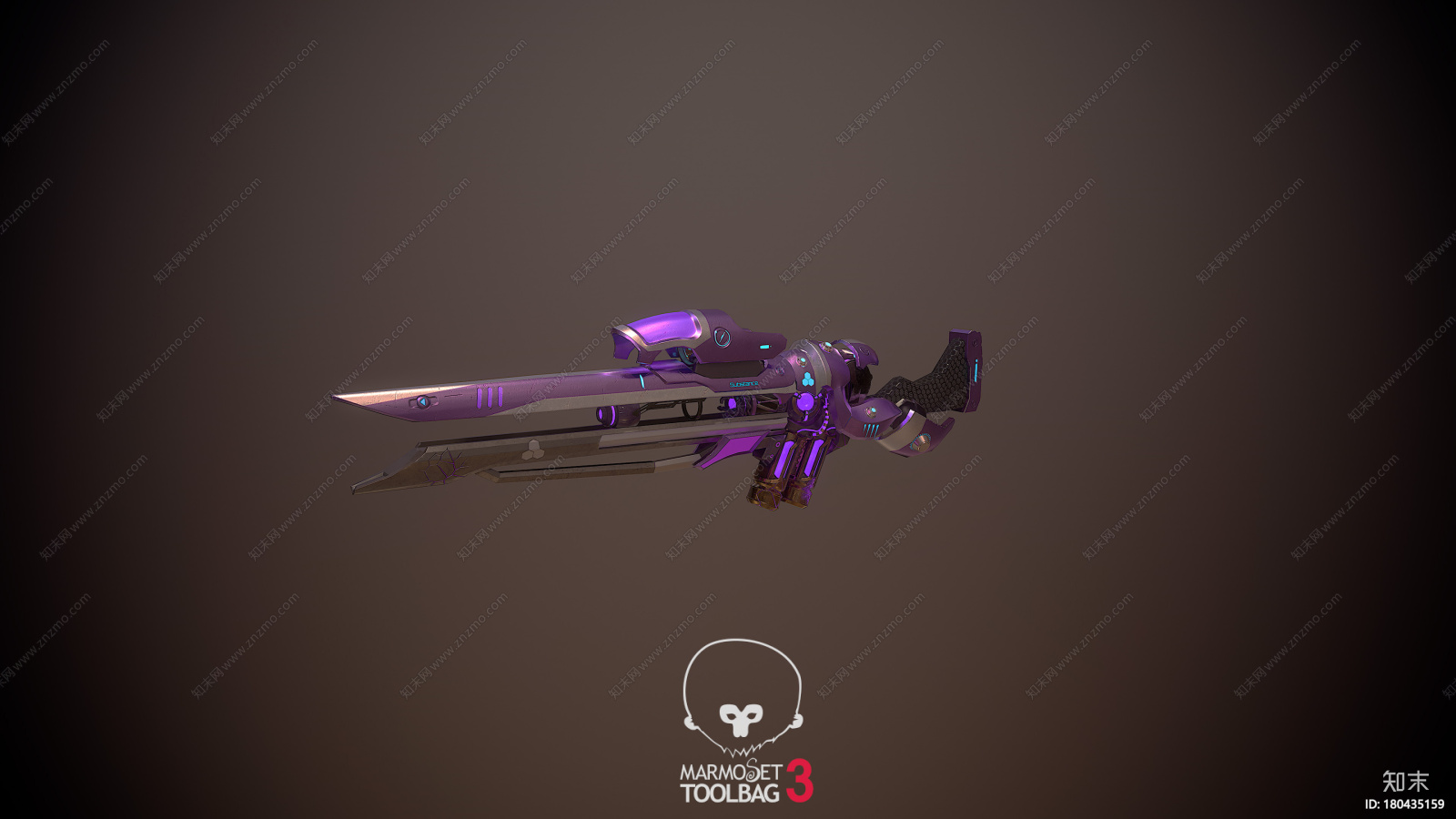 科幻武器紫色枪械cg模型下载