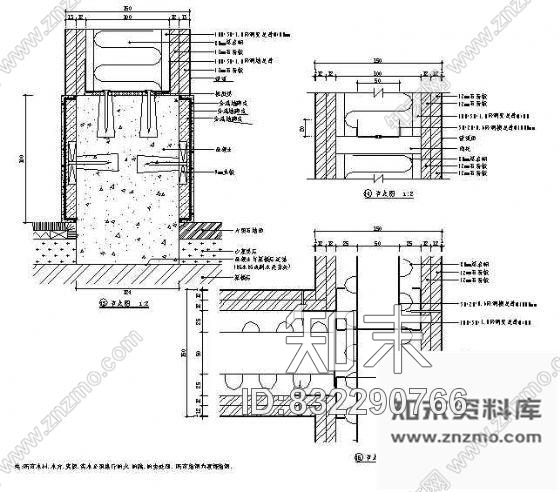 图块/节点双面会议室壁纸墙体结构图cad施工图下载【ID:832290766】