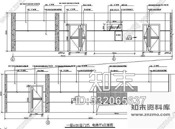 某酒店门厅+电梯厅装修图cad施工图下载【ID:532065637】