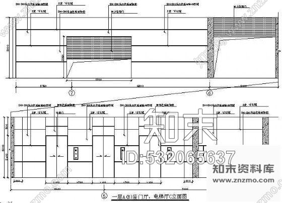 某酒店门厅+电梯厅装修图cad施工图下载【ID:532065637】