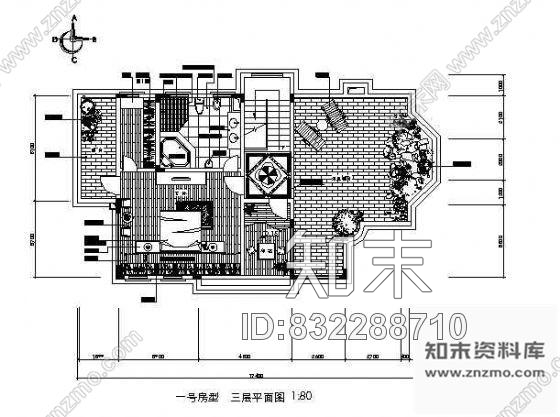 图块/节点三层别墅平面布置图cad施工图下载【ID:832288710】