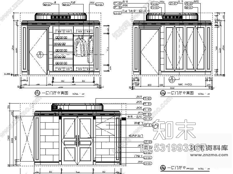 施工图1000㎡五层花园式别墅装修图cad施工图下载【ID:531993367】