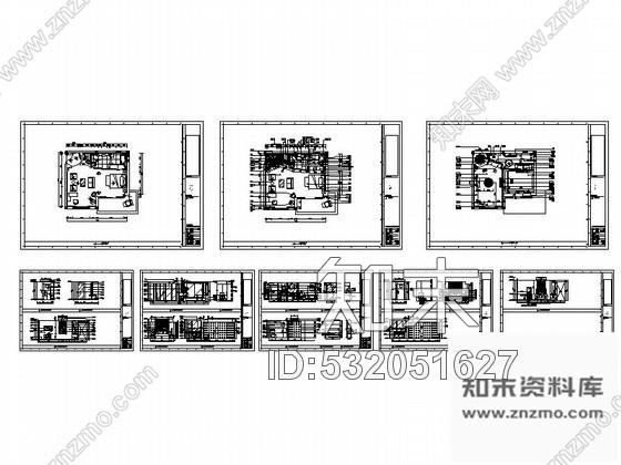 施工图现代时尚家庭套房装修图cad施工图下载【ID:532051627】