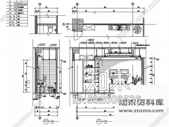 施工图现代办公楼餐厅小包间装修图cad施工图下载【ID:532008536】