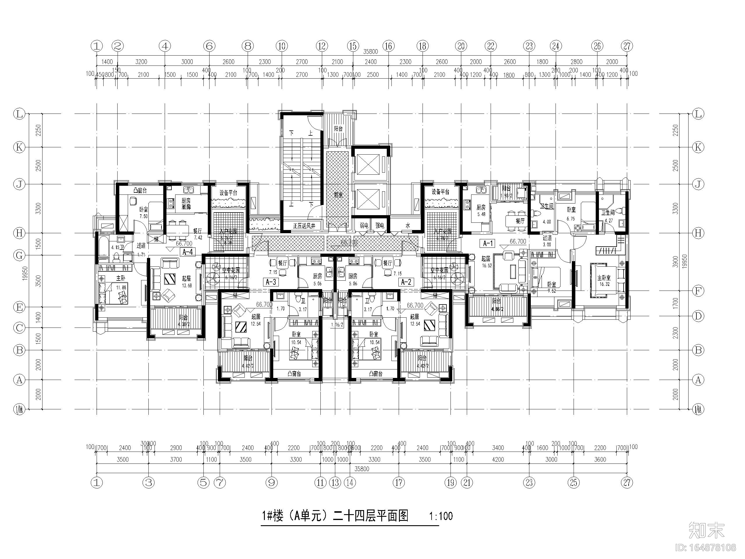 19套高层住宅公寓一室户户型图设计cad施工图下载【id:164878108】