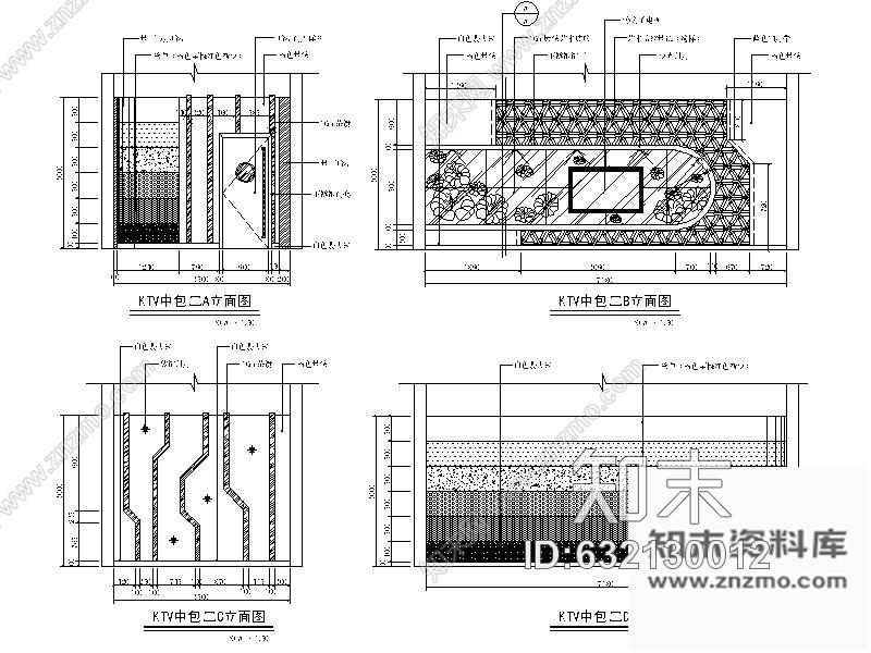 施工图某三星级酒店KTV室内装修图cad施工图下载【ID:632130012】