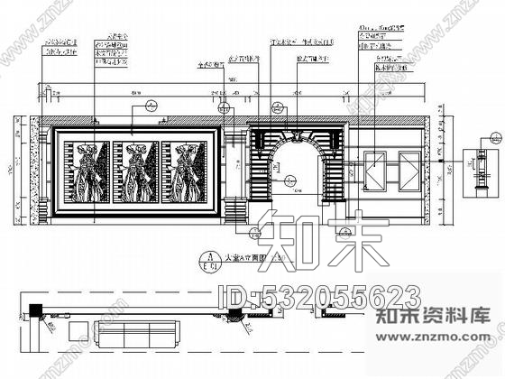 施工图内蒙古经典酒店大堂室内装修图含效果cad施工图下载【ID:532055623】