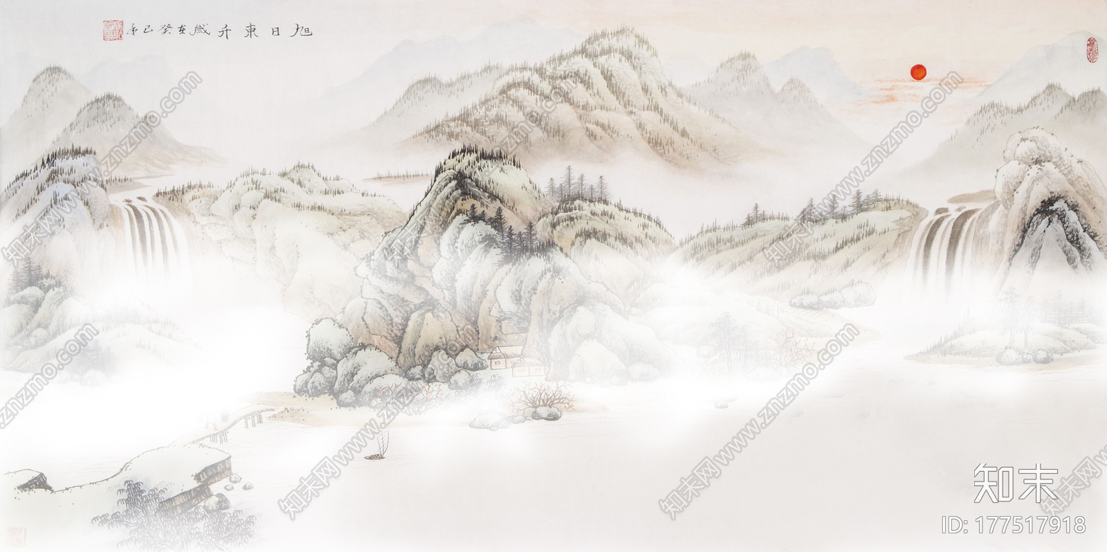 相似高清贴图中国画水墨彩墨山水画新中式水墨山水画中国画水墨彩墨