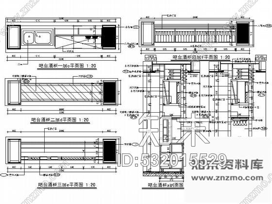 施工图美式红酒专卖综合吧室内装修图含效果cad施工图下载【ID:532015529】