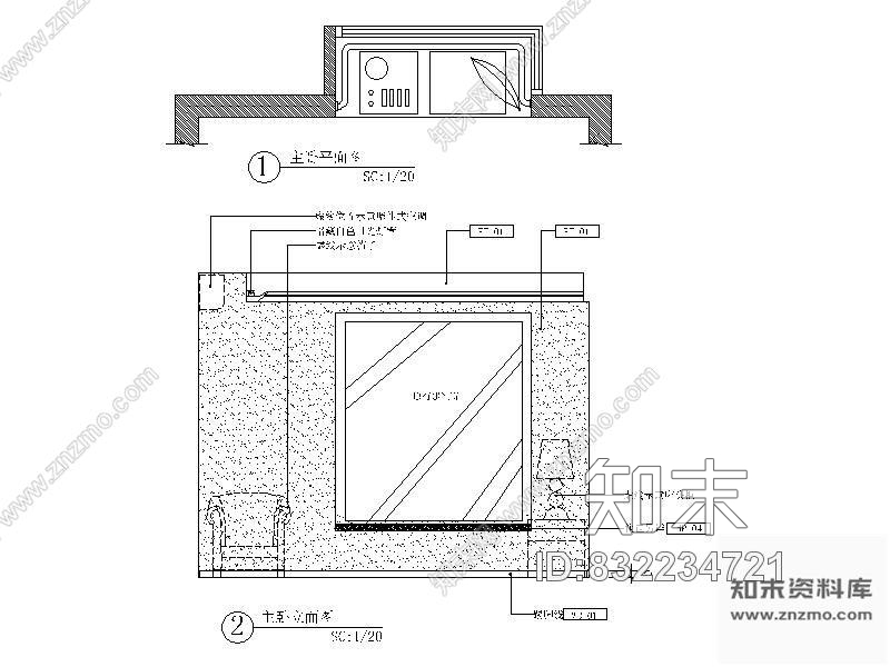 图块/节点卧室立面详图cad施工图下载【ID:832234721】