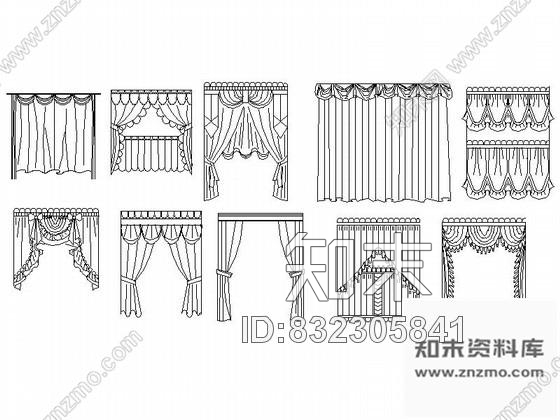 图块/节点现代窗帘全套CAD图块下载cad施工图下载【ID:832305841】