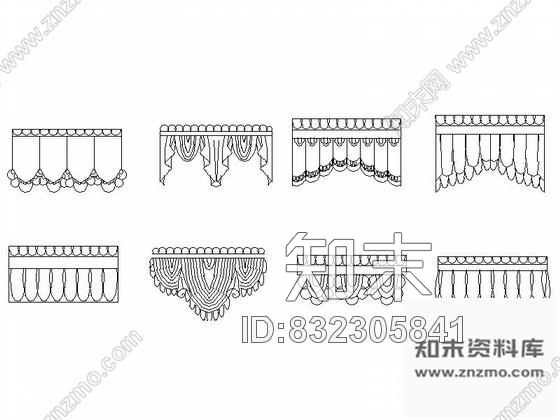 图块/节点现代窗帘全套CAD图块下载cad施工图下载【ID:832305841】