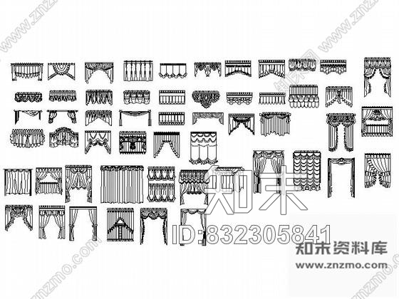 图块/节点现代窗帘全套CAD图块下载cad施工图下载【ID:832305841】