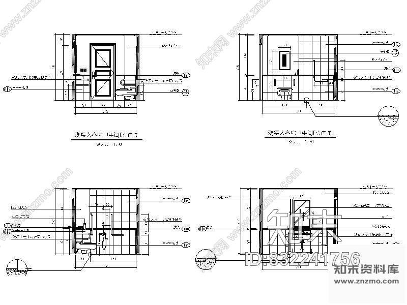 图块/节点残疾标间立面图cad施工图下载【ID:832241756】