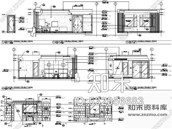 施工图上海某知名大酒店客房室内装修图cad施工图下载【ID:532056683】