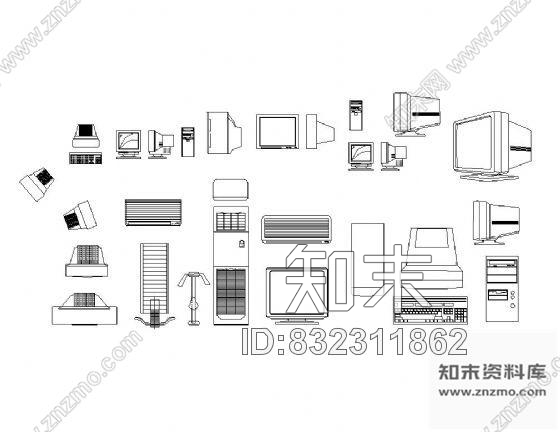 电脑图块集cad施工图下载【ID:832311862】