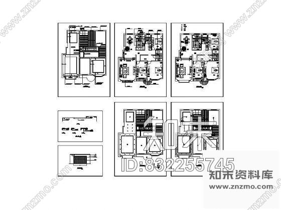 图块/节点三室两厅平面设计图cad施工图下载【ID:832255745】