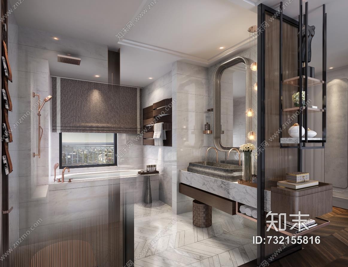 Wilson&amp;Associates上海静安府叠墅E2户型丨效果图+方案+CAD施工图cad施工图下载【ID:732155816】