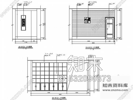 施工图中式风格商会办公空间装修图含效果cad施工图下载【ID:532090873】