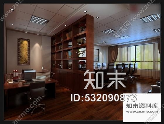 施工图中式风格商会办公空间装修图含效果cad施工图下载【ID:532090873】