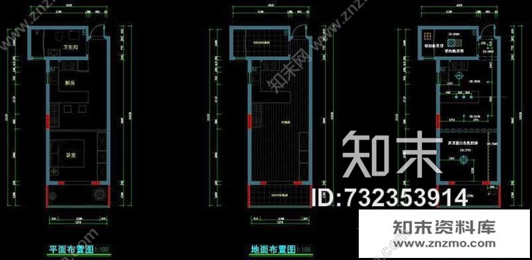 海顿公馆单身公寓cad施工图下载【ID:732353914】