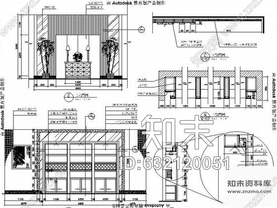 施工图武汉某会所入口大堂装修图cad施工图下载【ID:632120051】