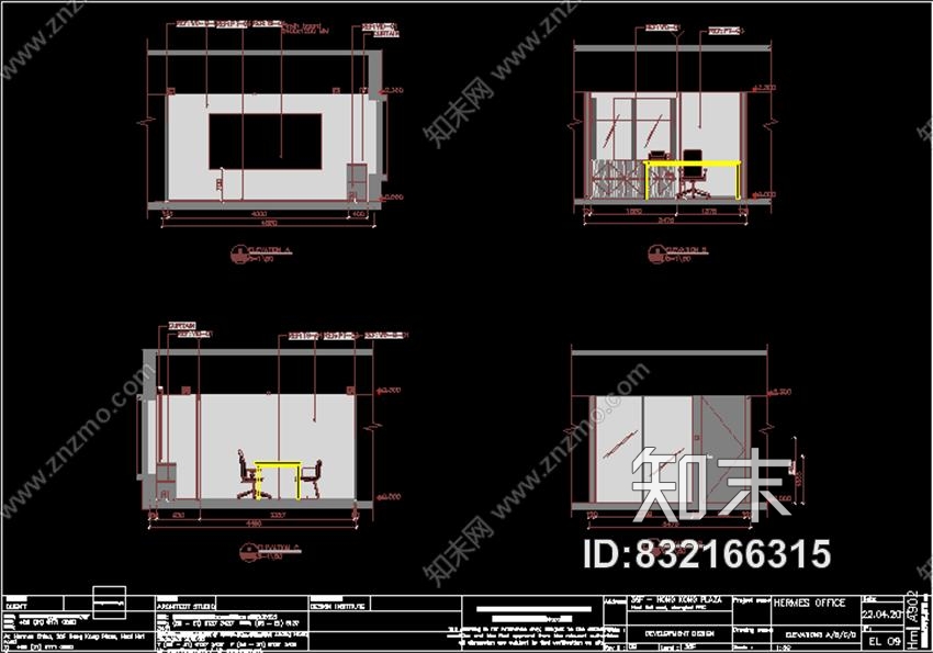 法国纳索建筑设计事务所-爱马仕上海办公室丨效果图+CAD施工图丨施工图下载【ID:832166315】