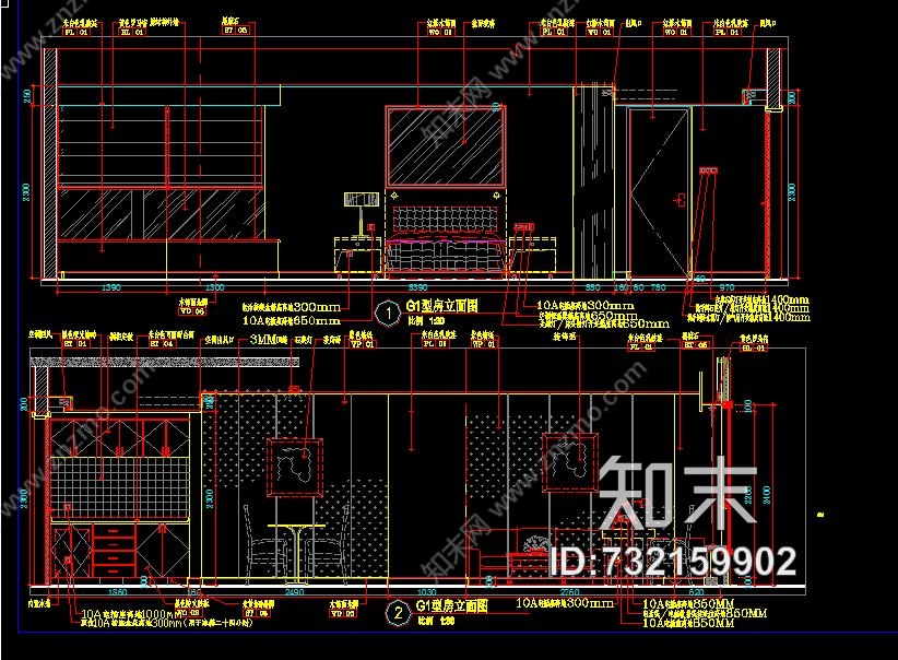 邱德光－上海礼顿国际公寓B1、C1、F1、G1型样板间cad施工图cad施工图下载【ID:732159902】