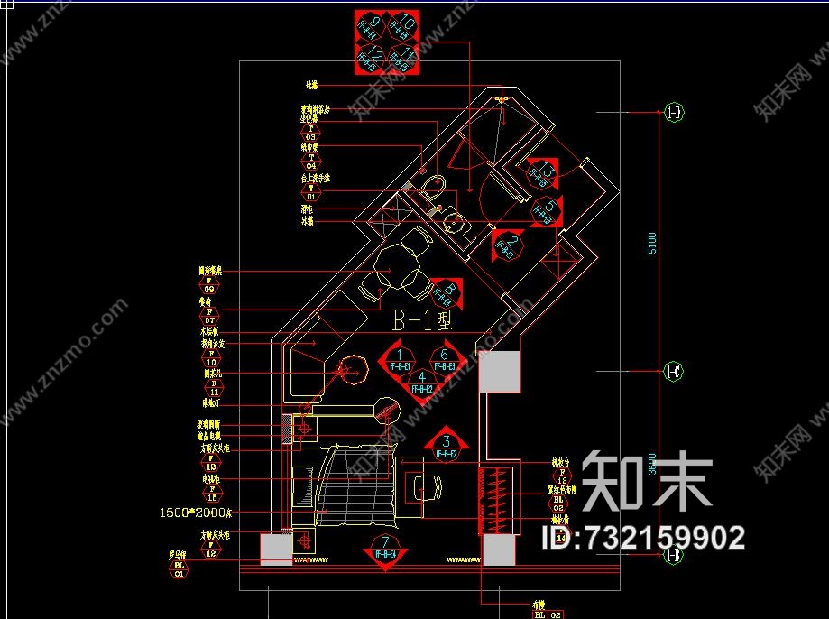 邱德光－上海礼顿国际公寓B1、C1、F1、G1型样板间cad施工图cad施工图下载【ID:732159902】