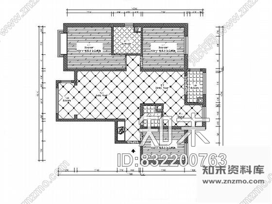 图块/节点现代三居室平面布置图cad施工图下载【ID:832200763】