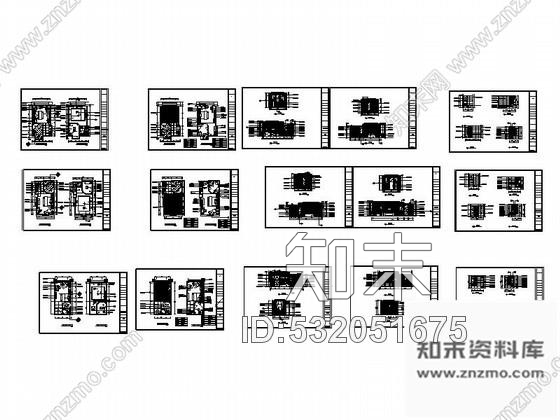 施工图酒店三套单人间客房室内装修图cad施工图下载【ID:532051675】