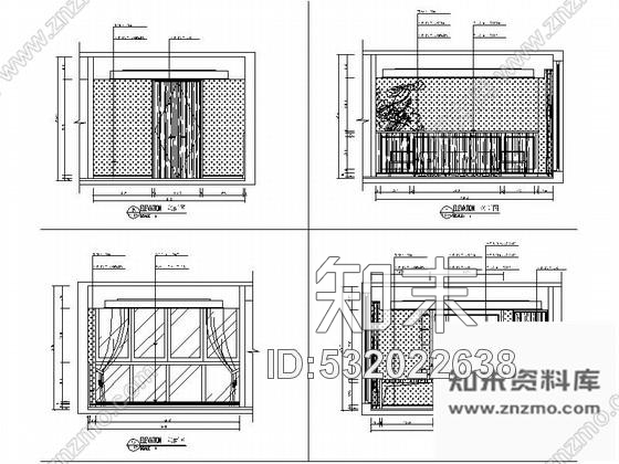 施工图原创小型现代新中式风格宾馆客房室内装修施工图含效果图cad施工图下载【ID:532022638】