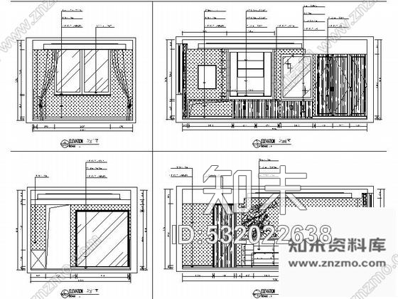 施工图原创小型现代新中式风格宾馆客房室内装修施工图含效果图cad施工图下载【ID:532022638】