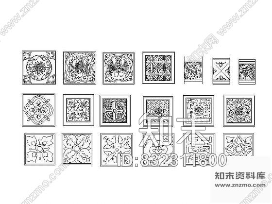 图块/节点中式古典木雕图块集cad施工图下载【ID:832311800】
