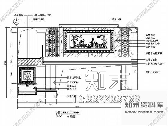 图块/节点别墅贵气客厅立面图cad施工图下载【ID:832203769】