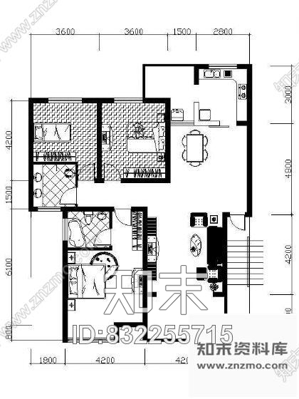 图块/节点多个家居户型平面设计图cad施工图下载【ID:832255715】